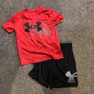 Under Armour Red Tee and Black Shorts Set